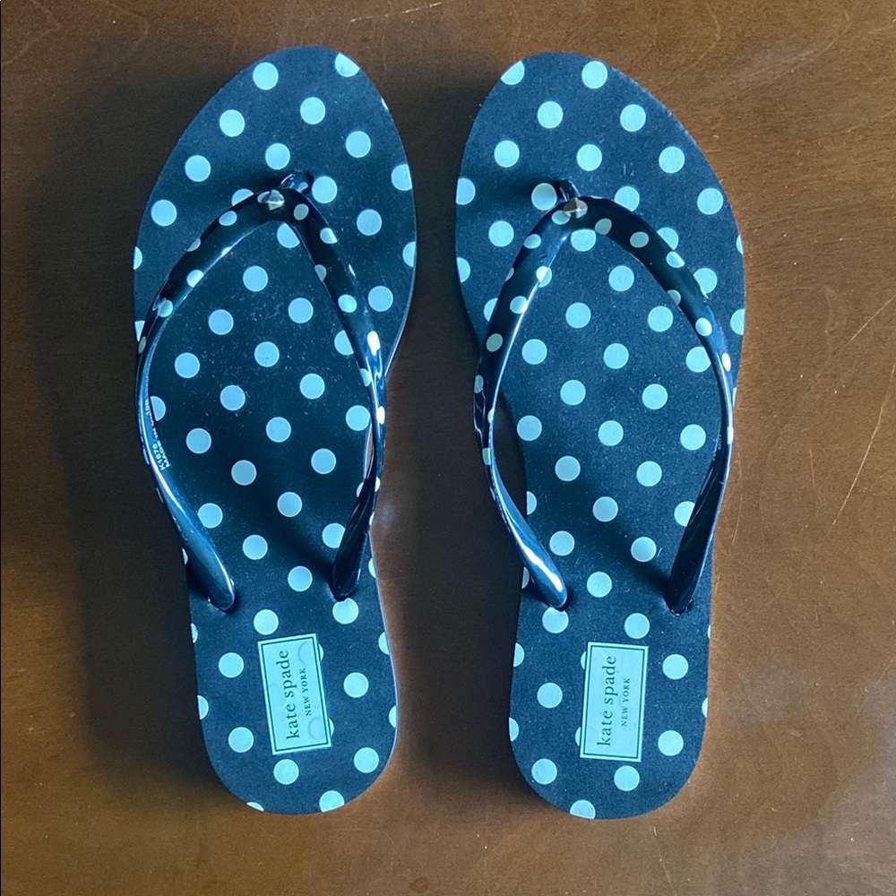Kate Spade Navy and White Polka Dot Sandals